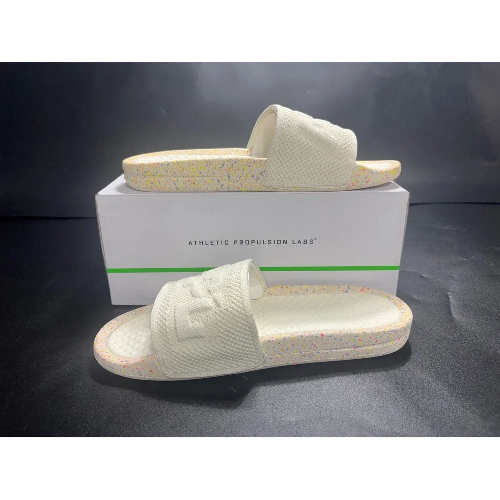 APL Mens Big Logo TechLoom Slide Pristine Neon Speckle Sandals Size‎ 10